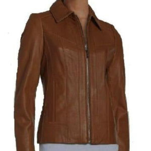 NWT Women's Liz Claiborne Brown Leather Jacket